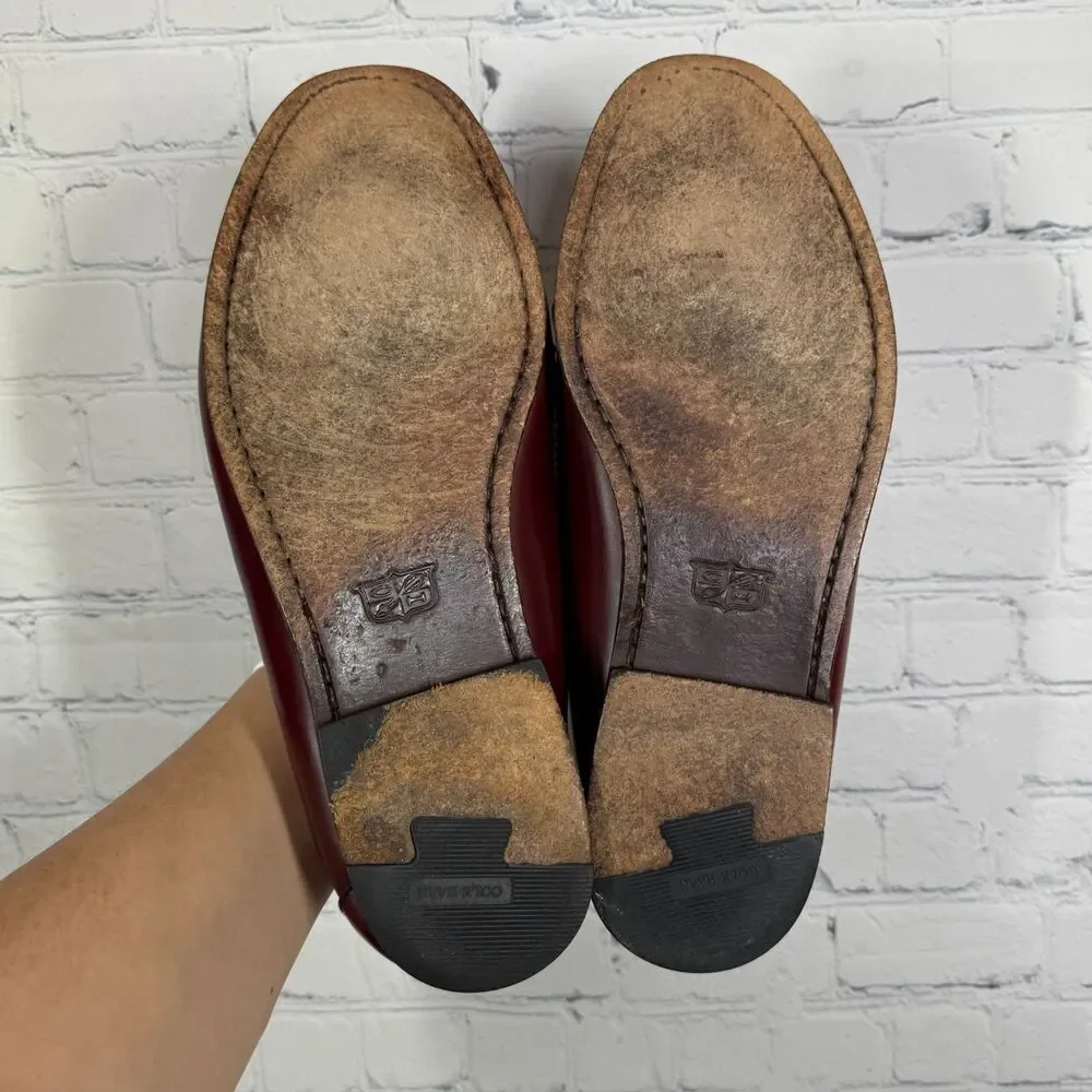 Cole Haan Pinch Tassel Loafers Men 10.5 Burgundy Oxblood Leather Dress Shoes